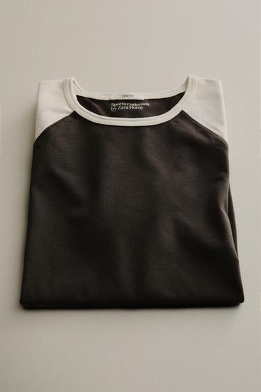 TWO-TONE COTTON T-SHIRT - Brown by Zara