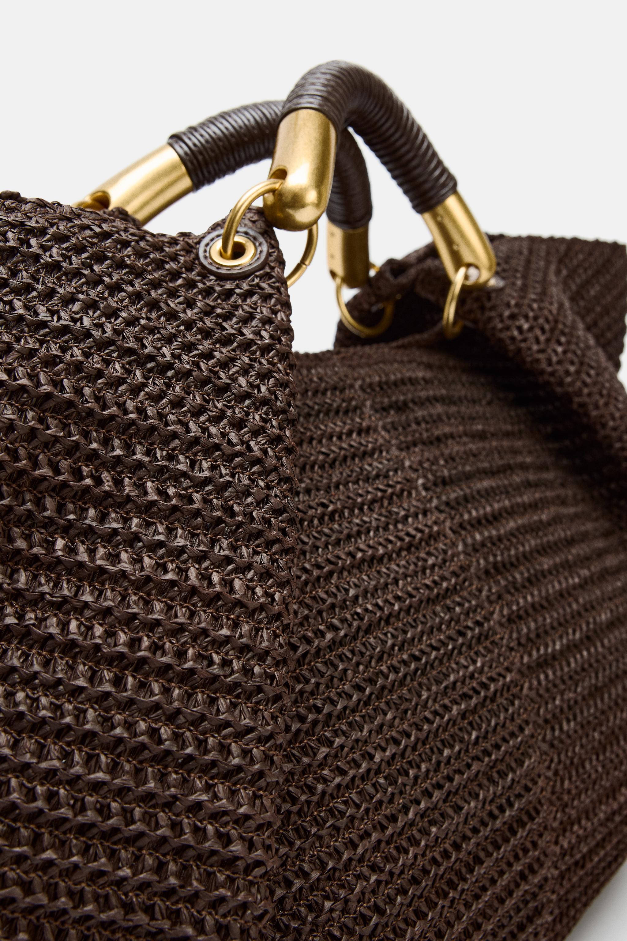 BRAIDED EFFECT MAXI HANDBAG - Chocolate | ZARA Turkey