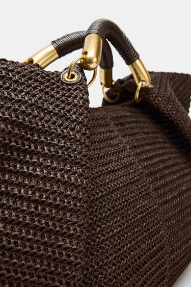 BRAIDED EFFECT MAXI HANDBAG - Chocolate by Zara - Image 4