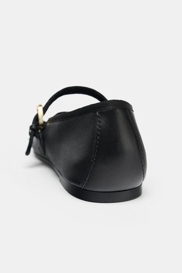 BALLERINES PLATES EN CUIR - Noir de Zara - Image 4