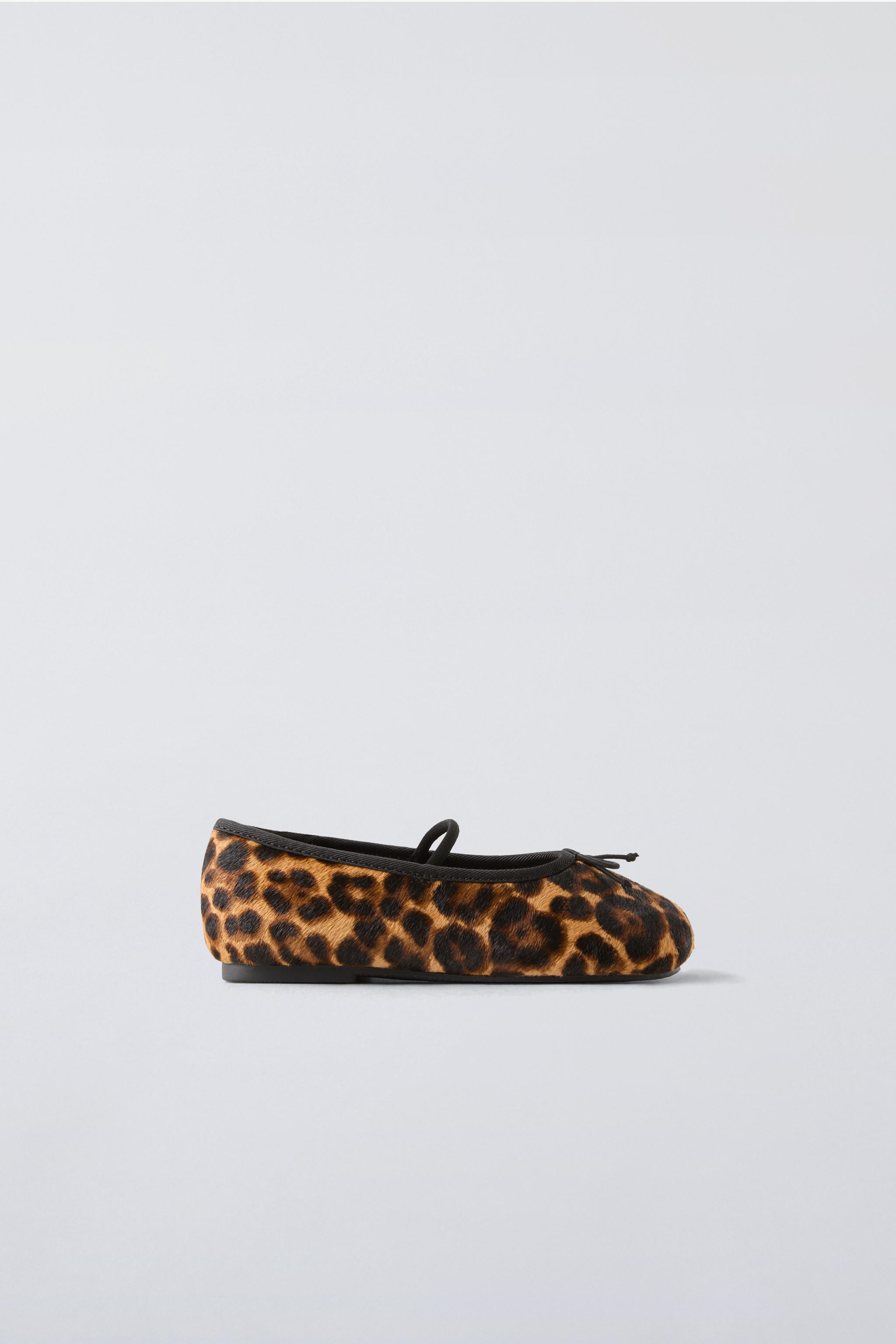 BALLERINES EN CUIR AVEC IMPRIME ANIMAL Marron sable ZARA France