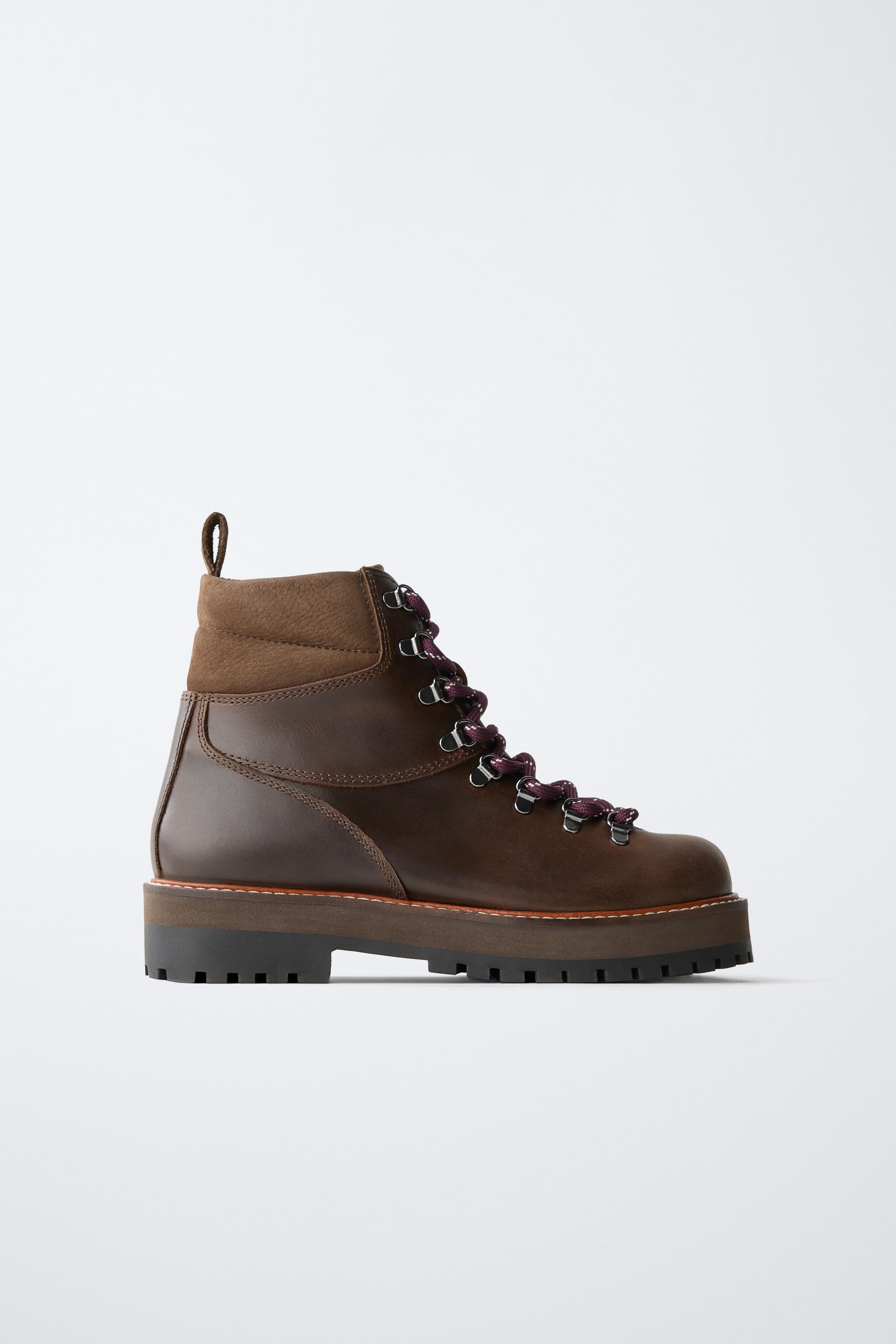 LEATHER LACE-UP ANKLE BOOTS