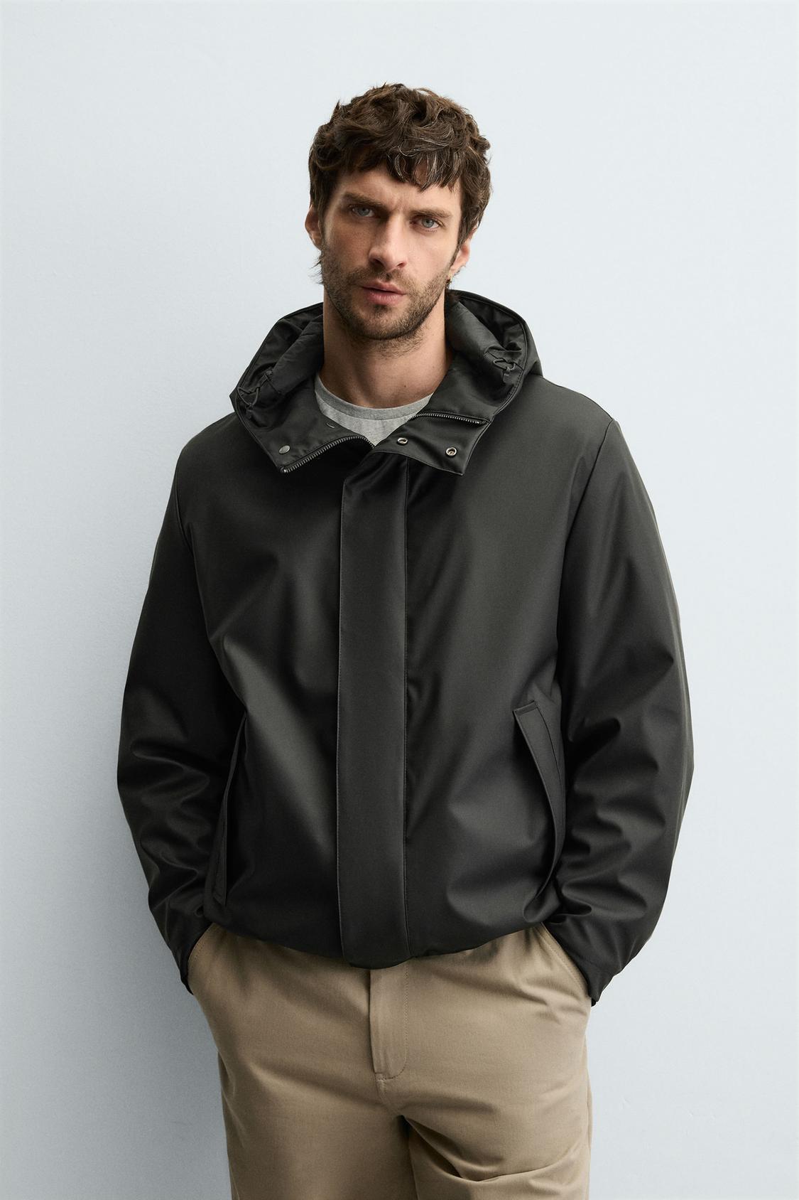 RUBBERISED EFFECT PARKA WITH HOODIE