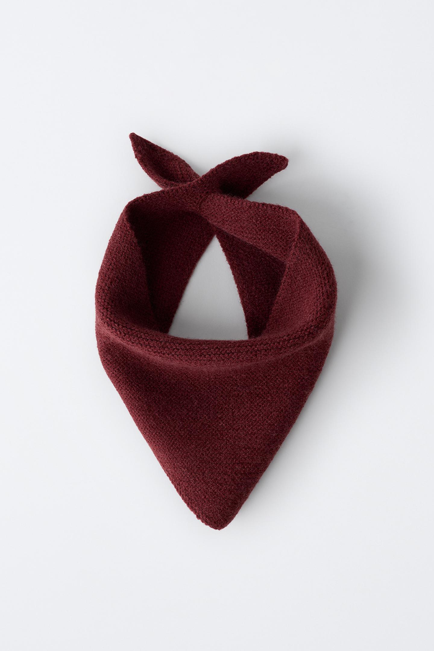 Детские банданы Zara Plain Knit Bandana, цвет: Тёмно-бордовый — фото 4