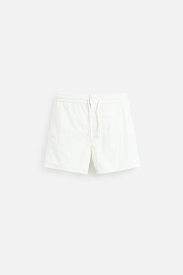 CONTRAST MID-LENGTH SWIMMING TRUNKS - White by Zara