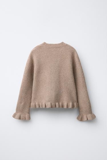 KNIT JUMPER WITH RUFFLES - Tans by Zara - Image 1