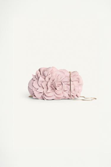 CLUTCH DE PELL AMB FLOR LIMITED EDITION - Rosa de Zara