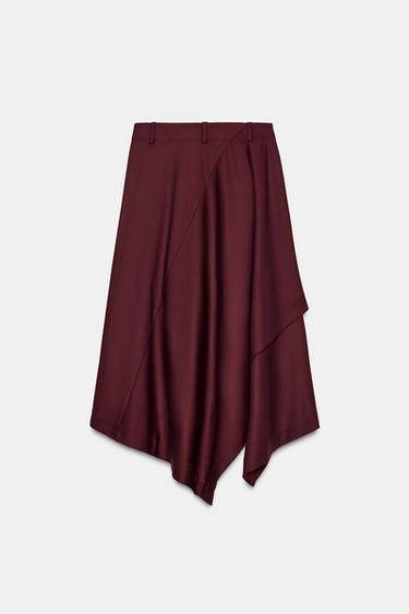 JUPE ASYMÉTRIQUE ZW COLLECTION - Bordeaux de Zara - Image 7