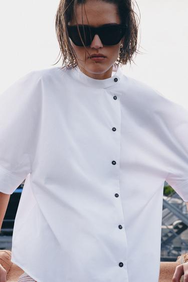 ZW COLLECTION ՊՈՊԼԻՆ ՎԵՐՆԱՇԱՊԻԿ ԿՈՃԱԿՆԵՐՈՎ - Սպիտակ Zara-ից