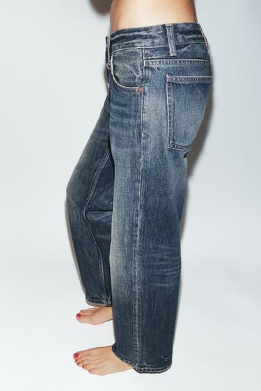 TRF LOW-RISE STRAIGHT-LEG JEANS - Navy blue by Zara - Image 3