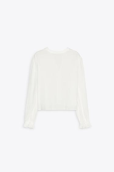 BLOUSE COURTE BRODÉE PERFORÉE - Blanc de Zara - Image 1