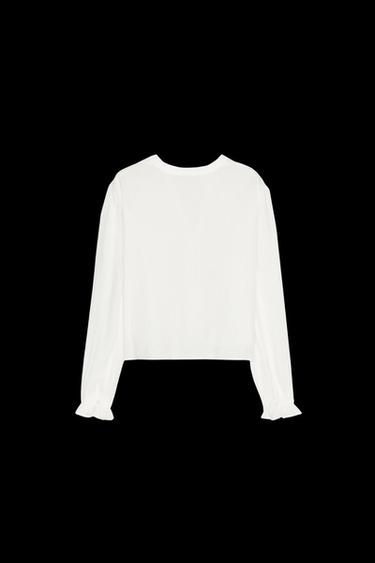 SHORT BLOUSE WITH CUTWORK EMBROIDERY - White by Zara