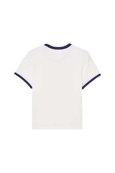 SLIM FIT RIB CONTRAST T-SHIRT - Oyster-white by Zara - Image 3