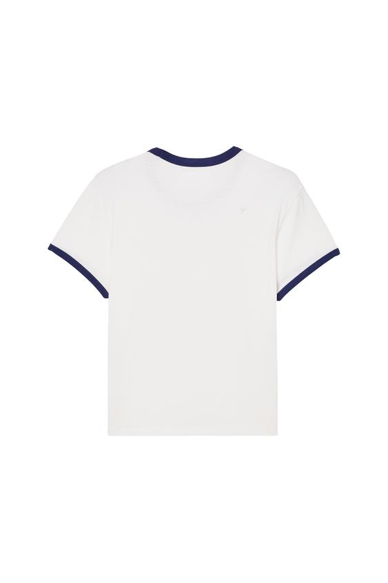 T-SHIRT CÔTELÉ COUPE ÉTROITE CONTRASTE - Blanc cassé de Zara - Image 3