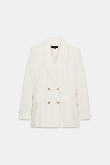 BLAZER CRUZADA CON LINO - Crudo de Zara