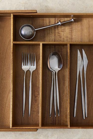 Zara Açık bej - UZATILABİLİR AHŞAP ÇATAL KAŞIK KUTUSU