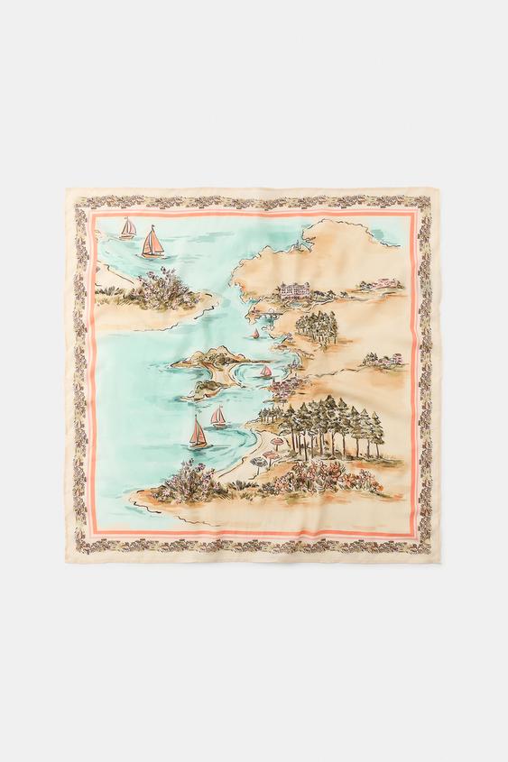 PRINTED SCARF - Coral pink by Zara - Image 0