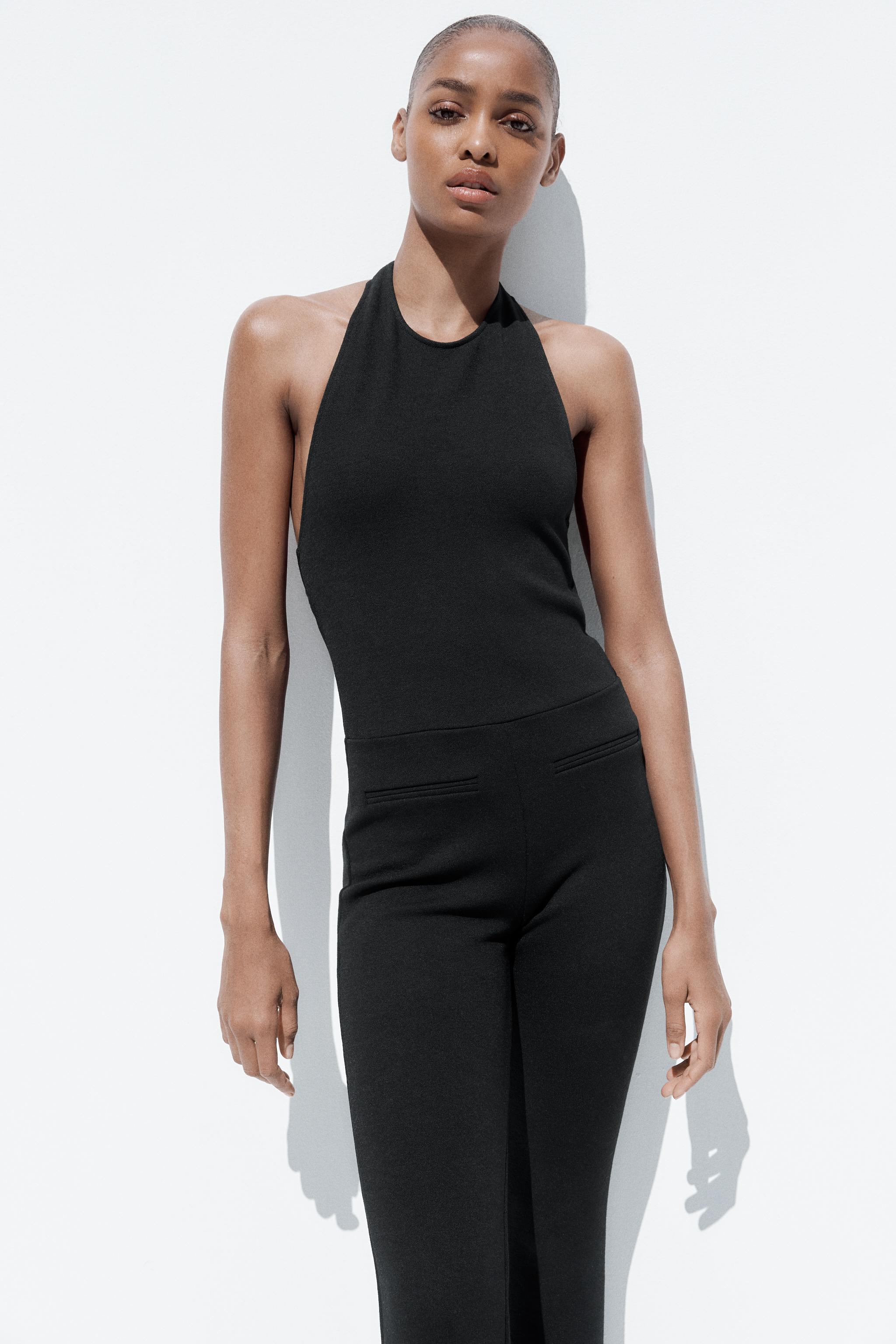 HALTER FLARE STRETCH JUMPSUIT - Black | ZARA United States
