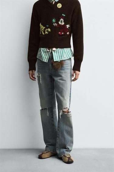 JEANS ACAMPANADOS ROTOS HARRY LAMBERT FOR ZARA X DISNEY - Azul de Zara