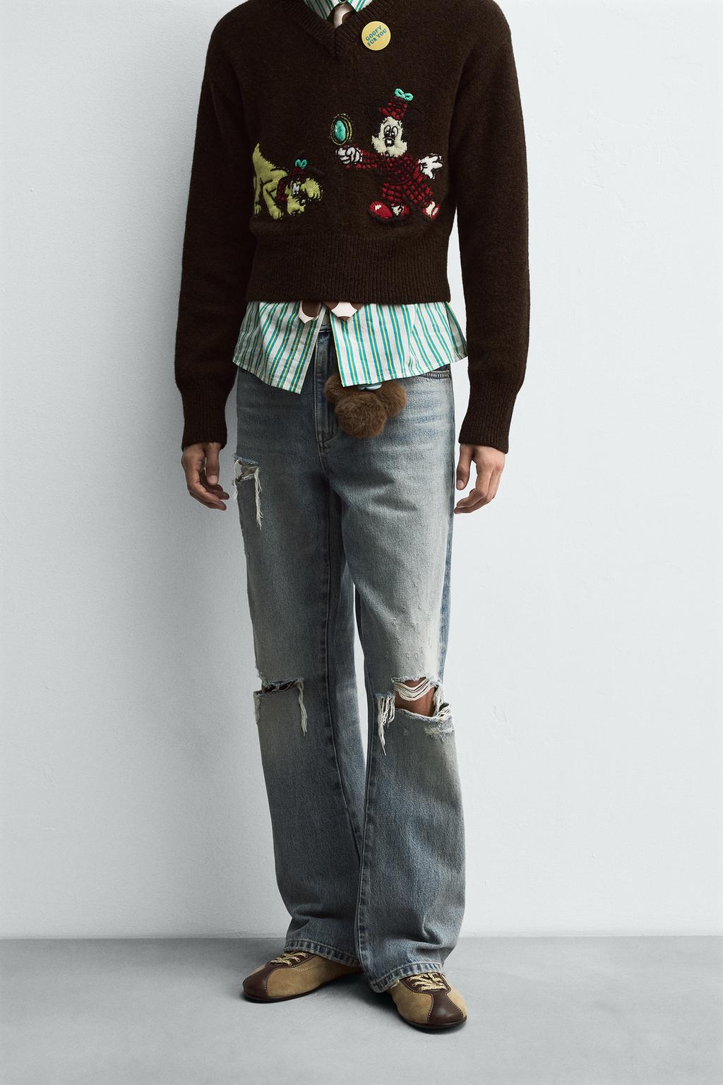 RIPPED FLARE FIT JEANS HARRY LAMBERT FOR ZARA X DISNEY