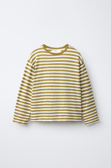 T-SHIRT SOFT À RAYURES - Jaune de Zara
