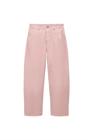 Zara 100% LEATHER PANTS ZW COLLECTION LIMITED EDITION - Pink