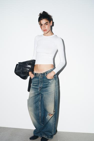 Zara LONG SLEEVE T-SHIRT - White - Image 0