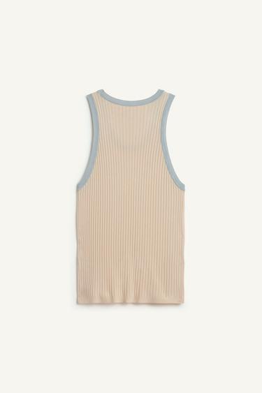 DÉBARDEUR EN MAILLE TP - Écru / Bleu de Zara - Image 5