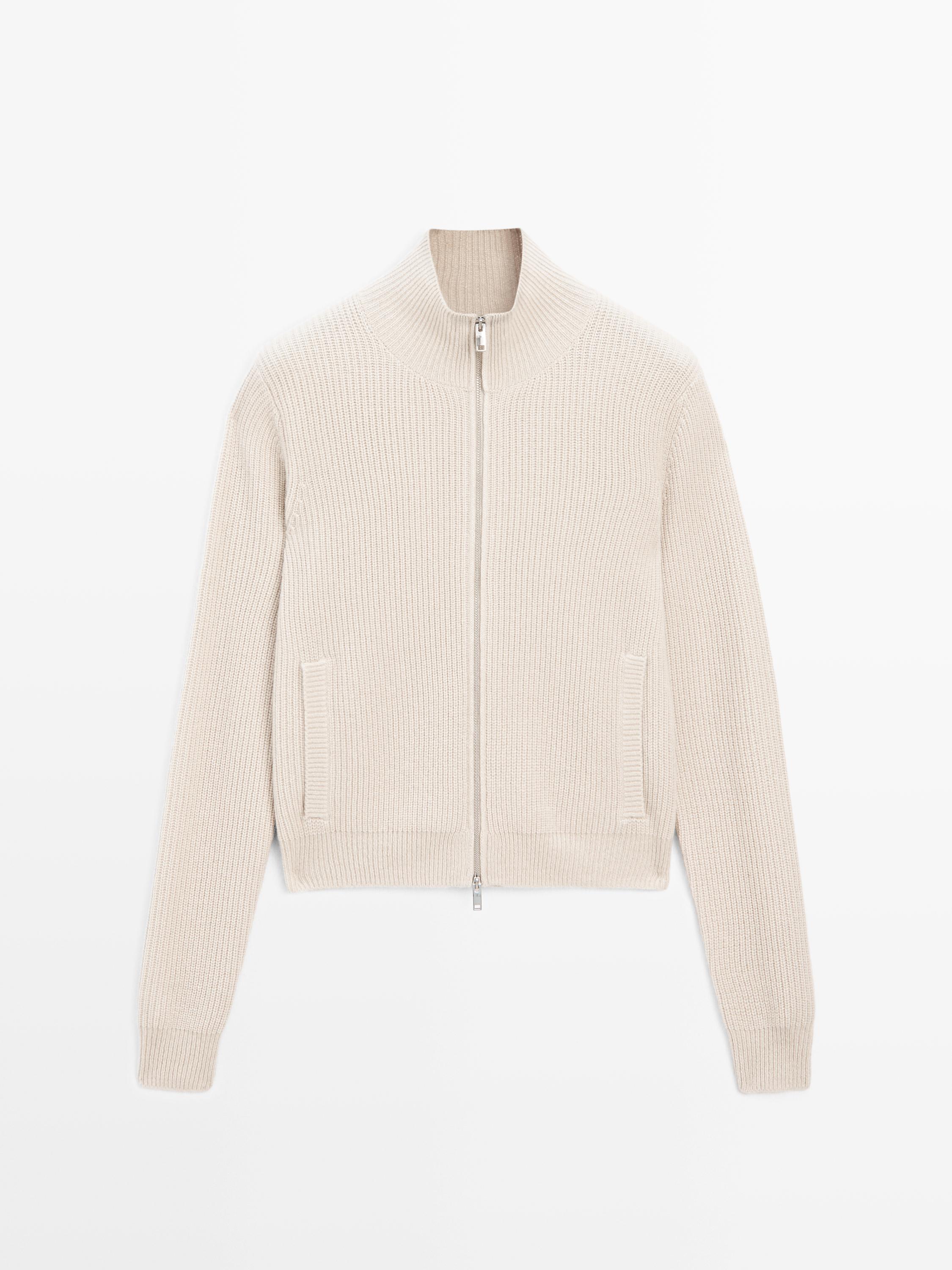 100% cashmere zip-up cardigan