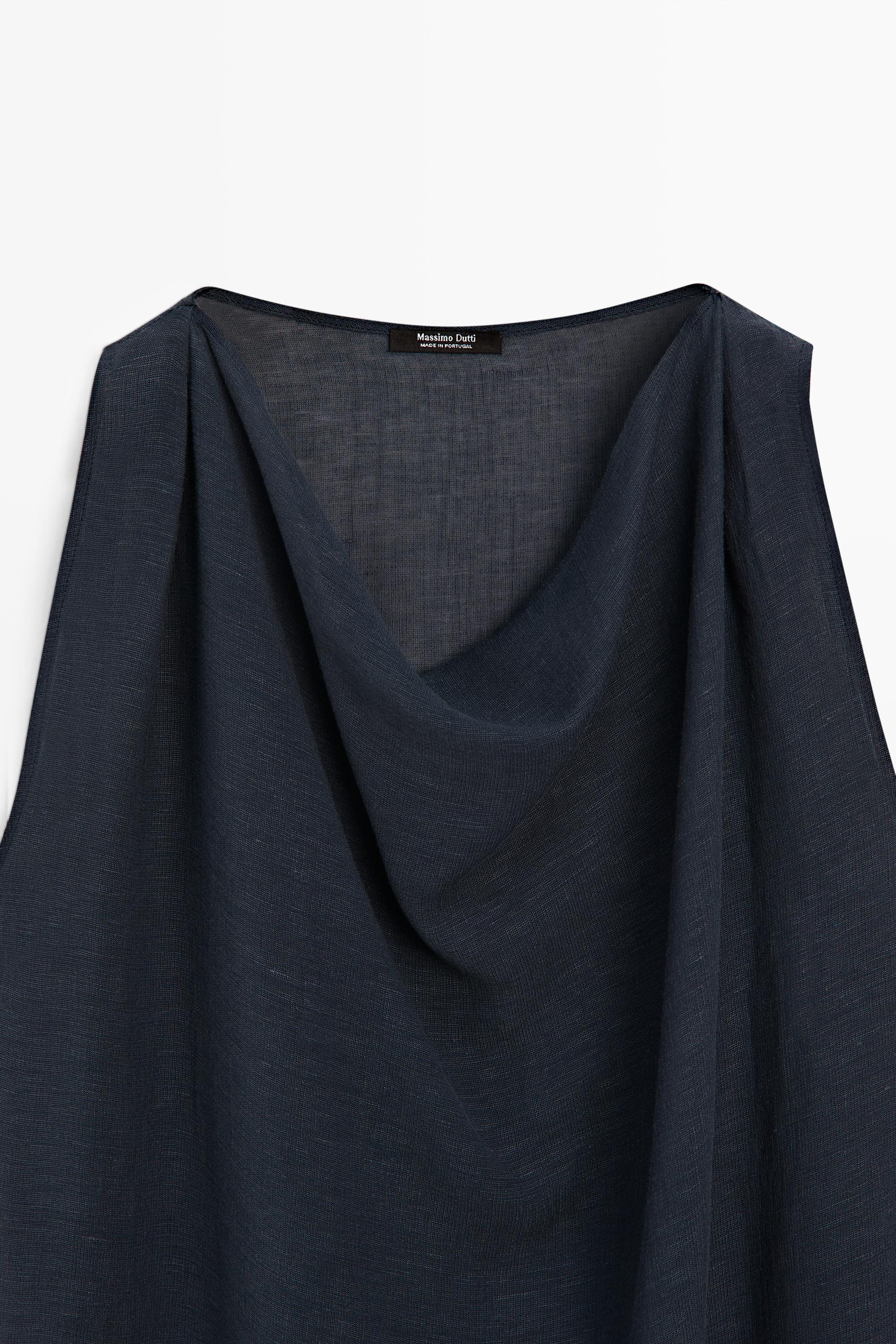 Asymmetric linen blend top