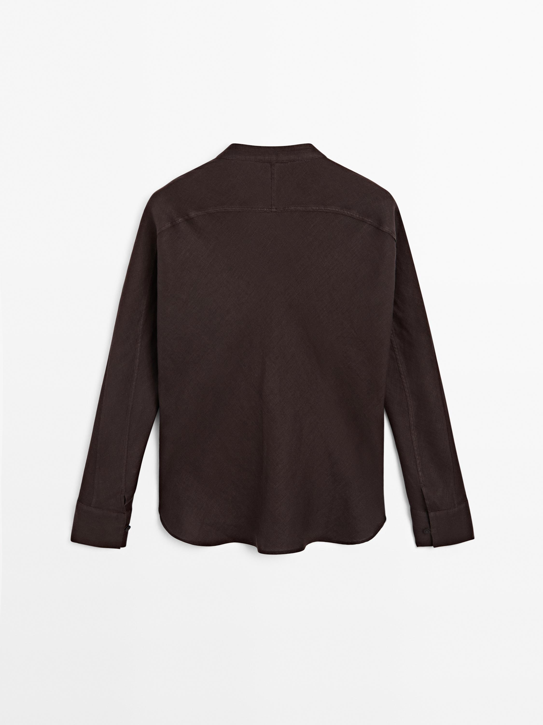 100% linen stand-up collar shirt - various | ZARA United States