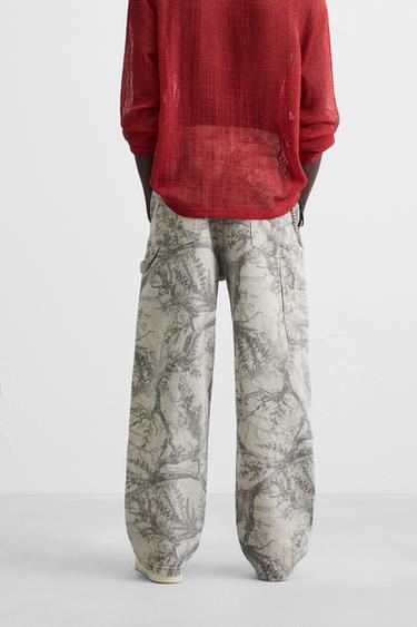 ABSTRACT PRINT CARPENTER TROUSERS - Light grey by Zara - Image 2