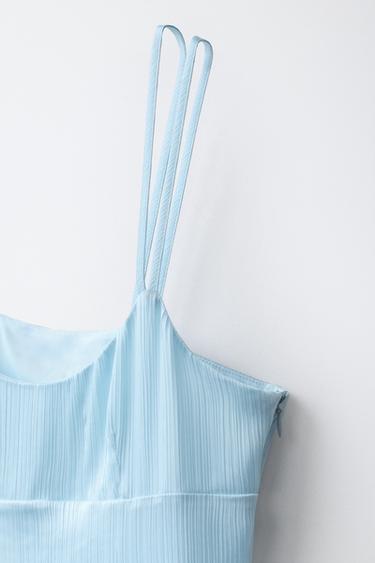 ROBE UNIE SATINÉE - Bleu pastel de Zara - Image 2