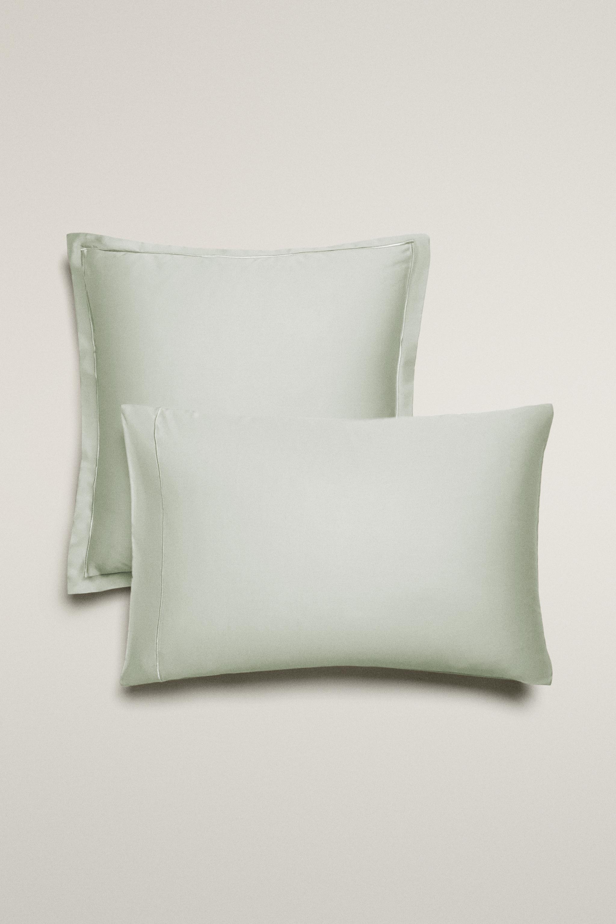 SATEEN PILLOWCASE WITH FESTOON DESIGN (300 THREAD COUNT) — Mint