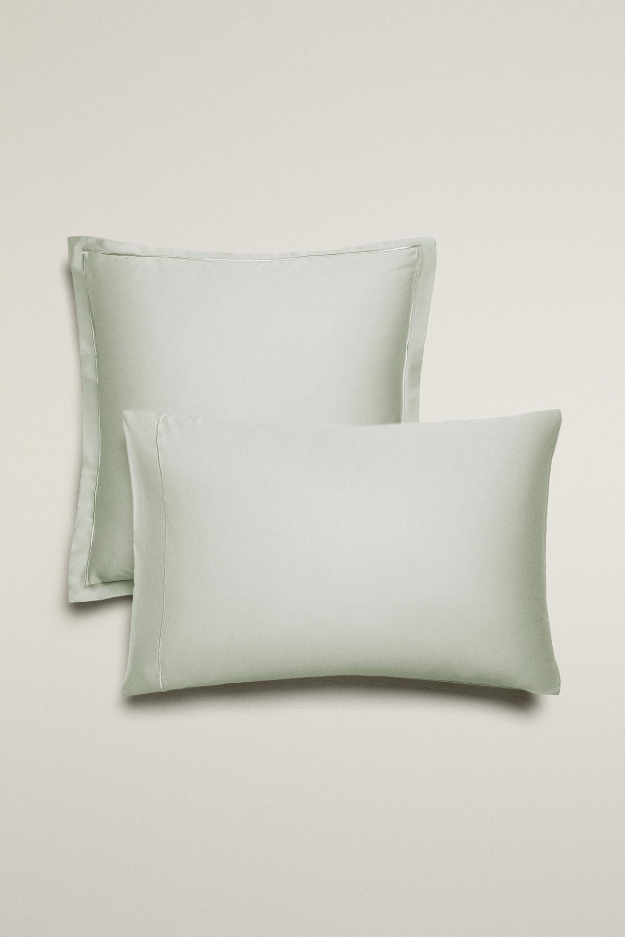 SATEEN PILLOWCASE WITH FESTOON DESIGN (300 THREAD COUNT) — Mint