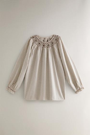 ENSEMBLE PYJAMA RAYURES FRONCÉ NOËL (ENSEMBLE DE 2) - Blanc cassé de Zara - Image 1