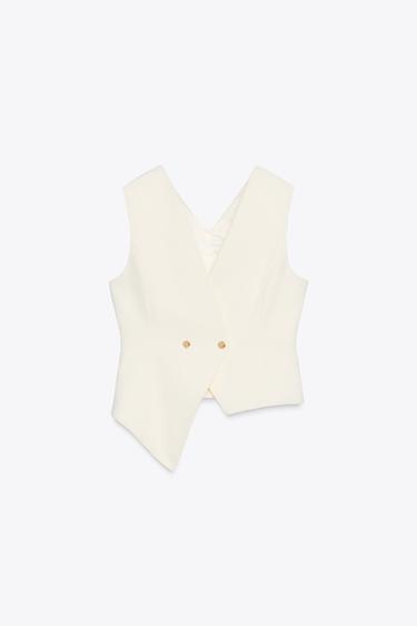 GILET ASYMÉTRIQUE ZW COLLECTION - Écru de Zara - Image 5