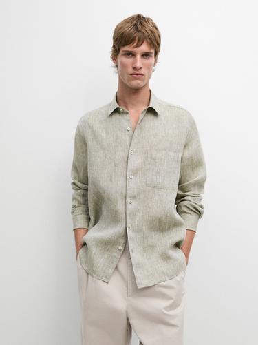 Camisa fluida bolsillo lino - Billar de Zara