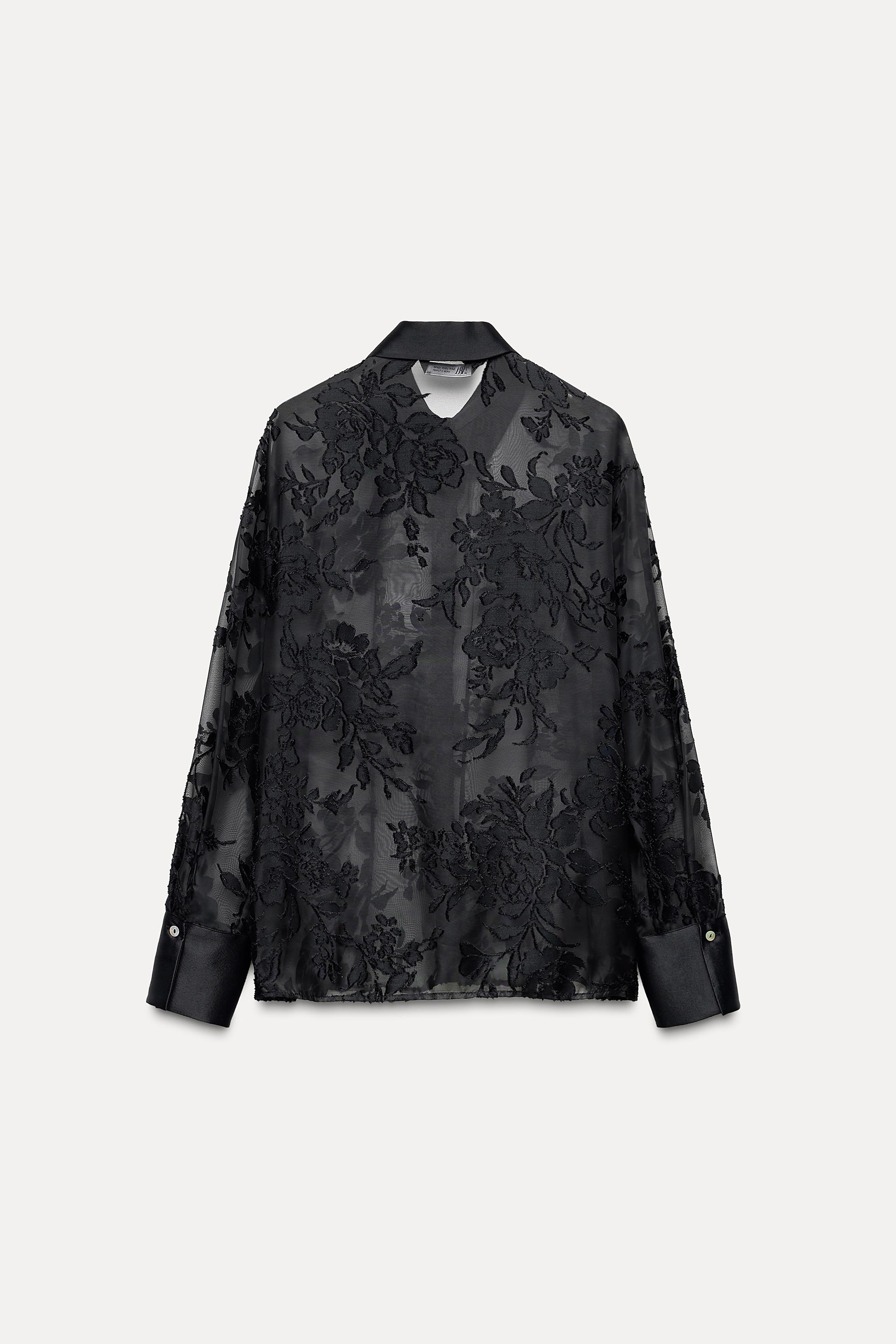 Zara fashion sheer black blouse