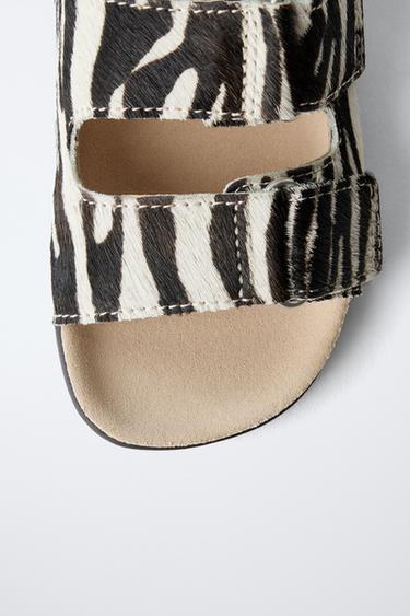 SANDALES EN CUIR ANIMAL PRINT - Blanc de Zara - Image 5