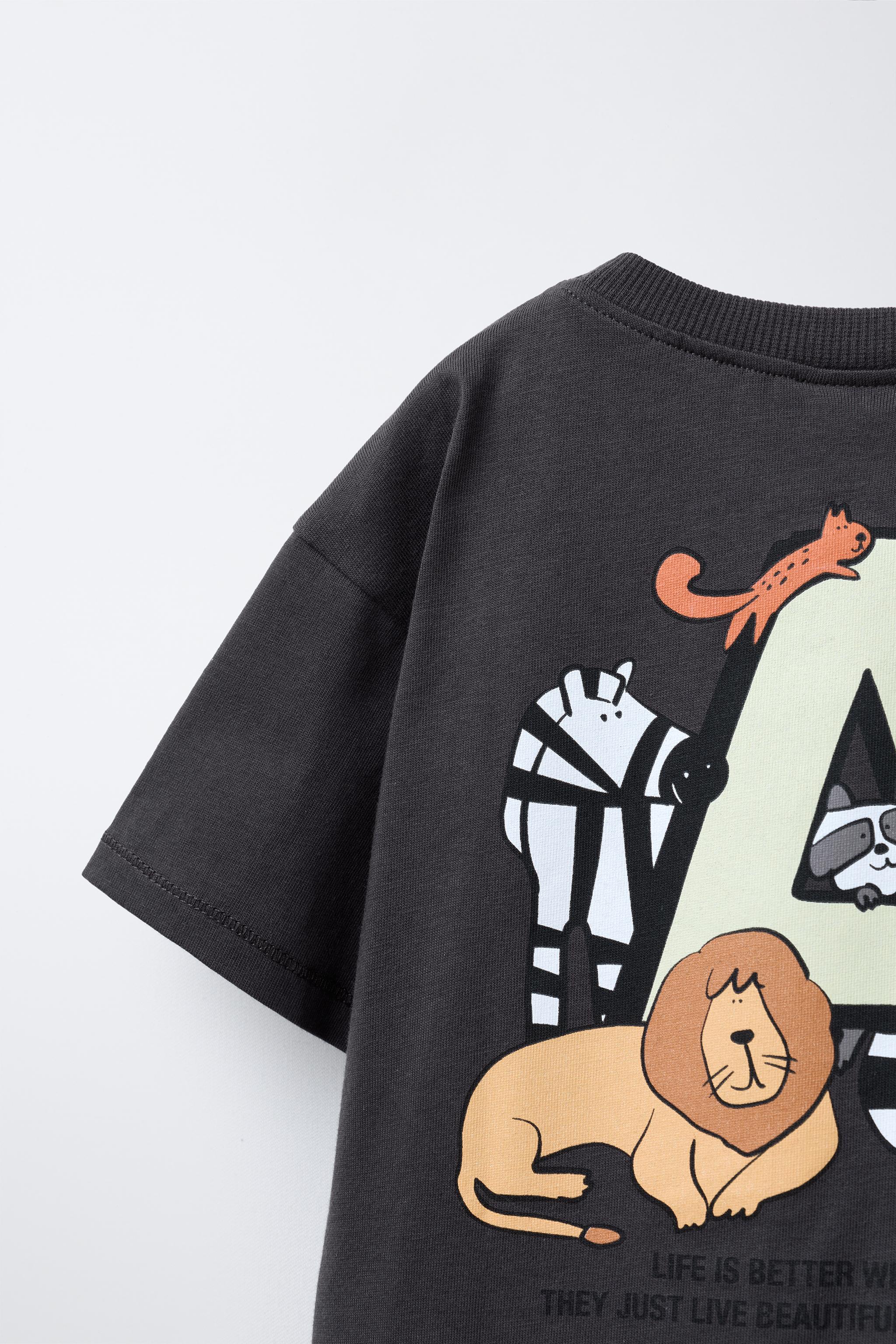 ANIMAL PRINT T-SHIRT Anthracite grey ZARA United States