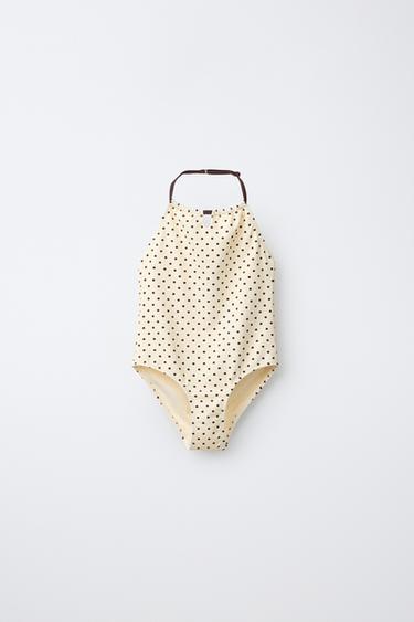 6-14 AÑOS/ BAÑADOR HALTER TOPOS - Crudo de Zara