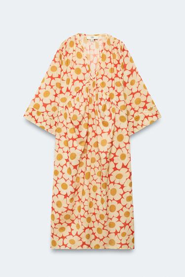 Zara LIMITED EDITION FLORAL KAFTAN DRESS - Printed