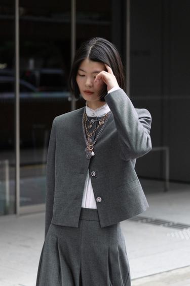 소프트 롱 버뮤다 팬츠 - Zara 그레이