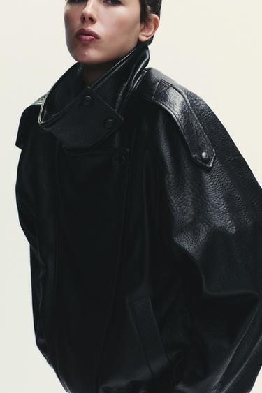 FAUX LEATHER JACKET - Black by Zara - Image 4