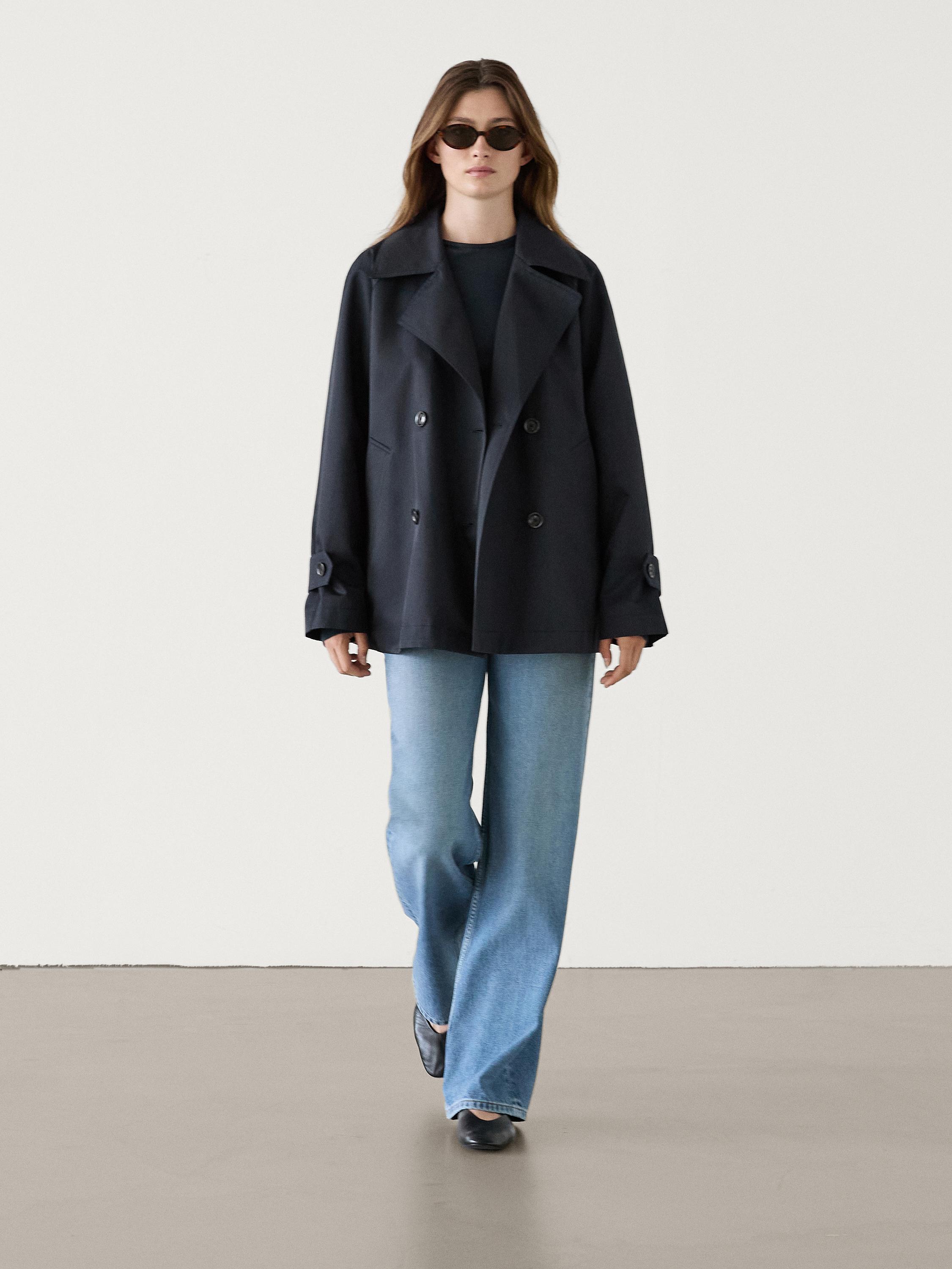 Zara navy outlet trench coat