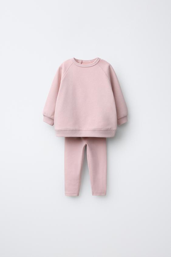 PLAIN SWEATSHIRT AND LEGGINGS SET - Pink by Zara - Image 0