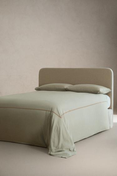 SATEEN DUVET COVER WITH DECORATIVE EMBROIDERY - Green by Zara - Image 1