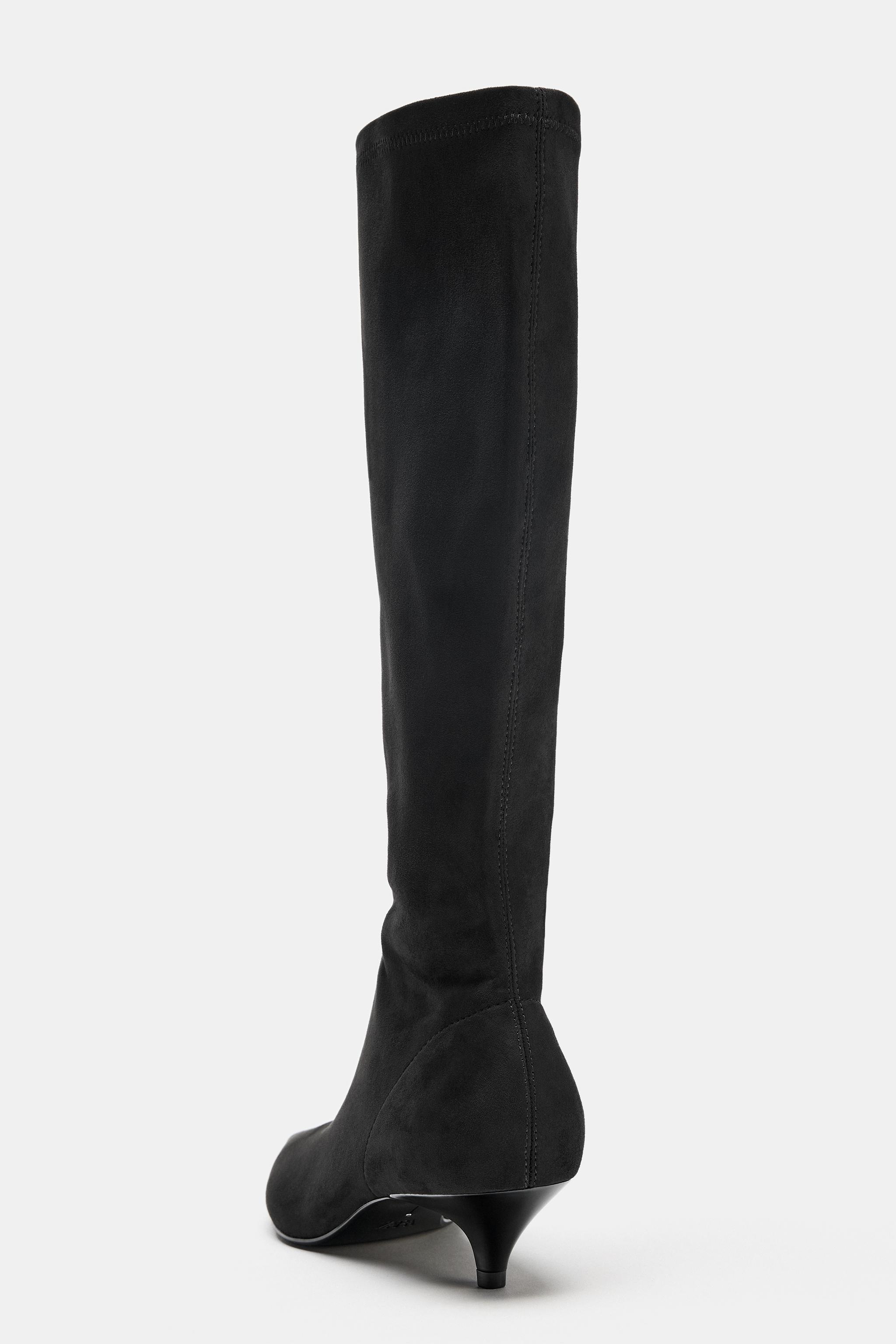 STRETCH KITTEN-HEEL BOOTS