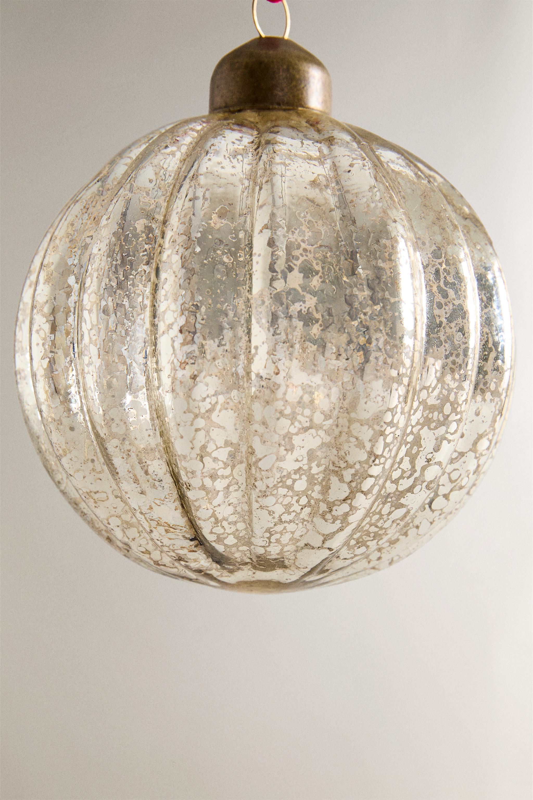 MERCURIZED STRIPED CHRISTMAS TREE BALL ORNAMENT